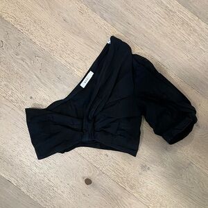 A.L.C. Crop One Shoulder Black Top